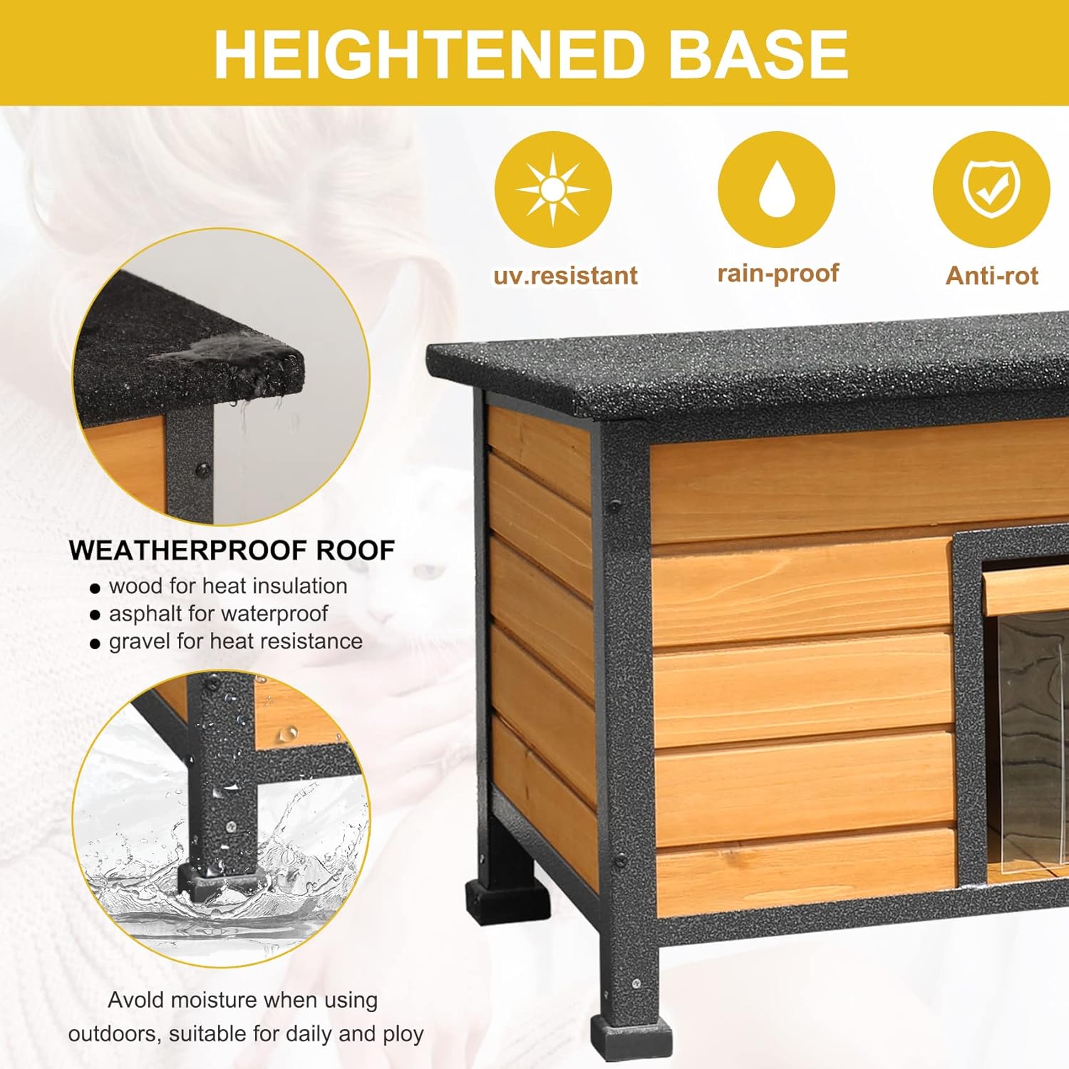 review X-ZONE PET Outdoor Cat House Weatherproof Feral Pet House Indoor Wooden Kitten Condo for Medium Dogs
