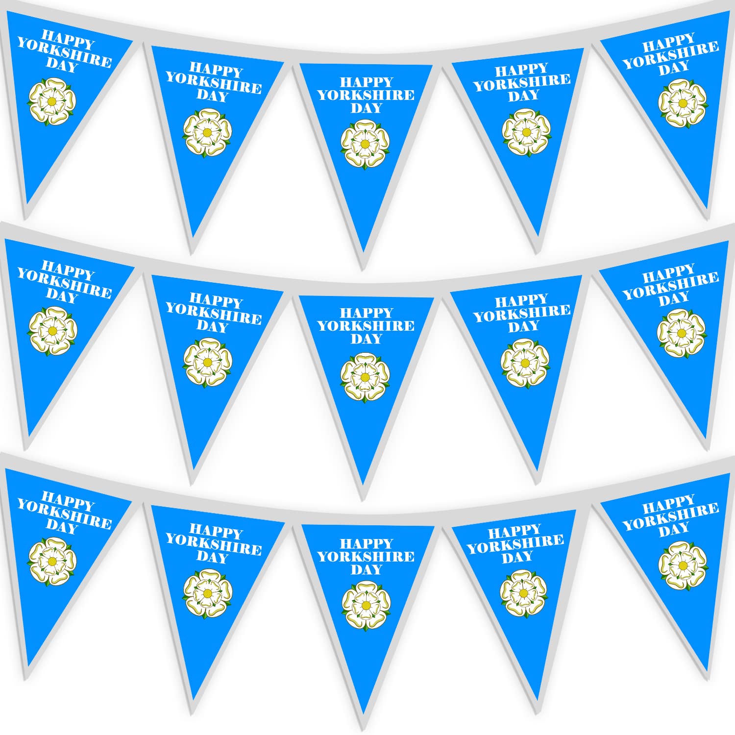 Happy Yorkshire Day Fabric Triangle Bunting | Yorkshire Rose Party Decorations Bunting Banner | Street Party Decorations | Fire Retardant Flag Fabric