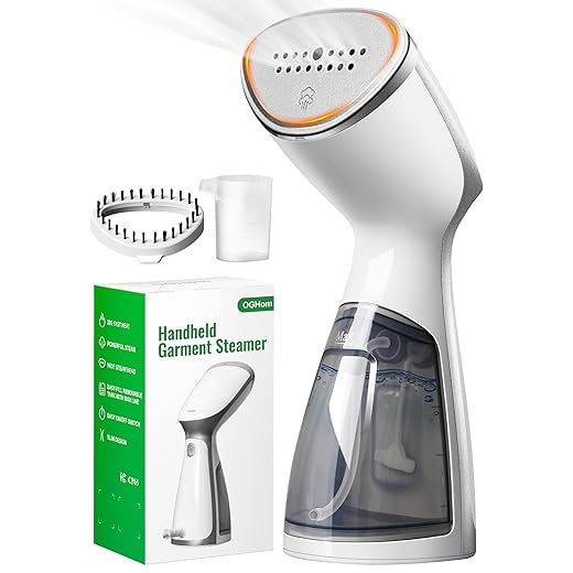OGHom Portable Travel Handheld Steamer for Clothes, Garment Wrinkle Remover, 1000W Strong Penetrating Fabric Steamer, for Home, Office, Travel (ONLY FOR 120V) -White