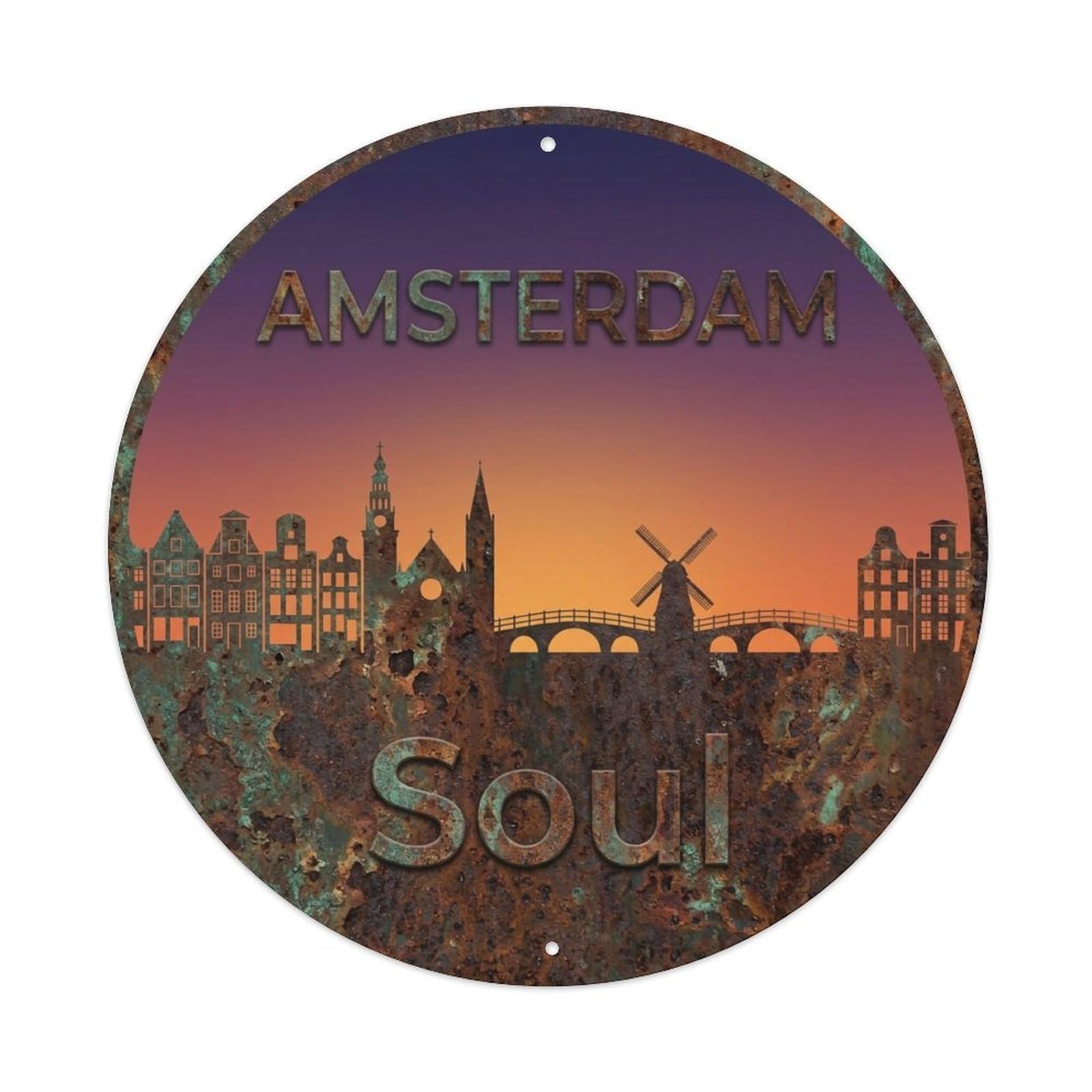Vintage Travel Amsterdam Netherlands Inspiration Metal Tin Sign