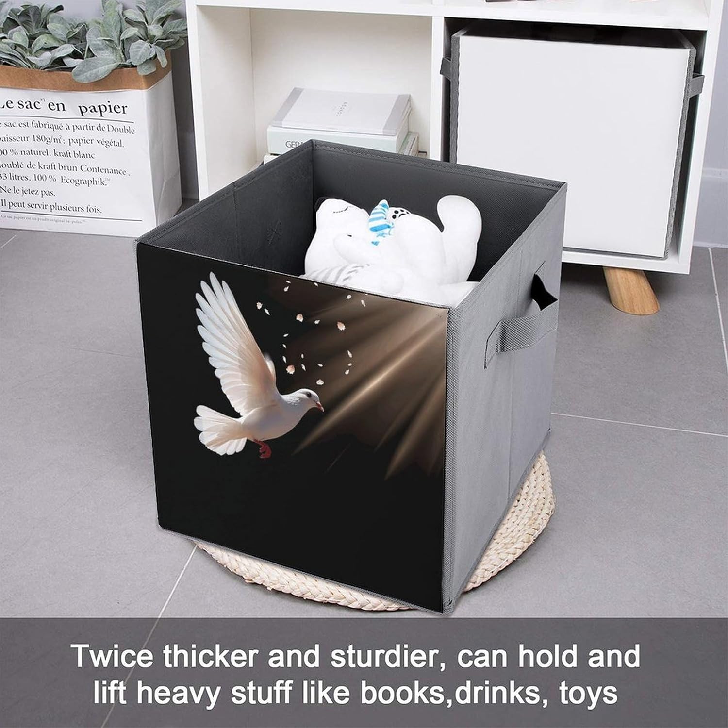 Folding Storage Bins Oxford Fabric Clothes Storage Boxes with Handles | Flying in The Air Cube Organizer, Easy to Store, Multi Functional Cube Storage Organizer for Office Bedroom