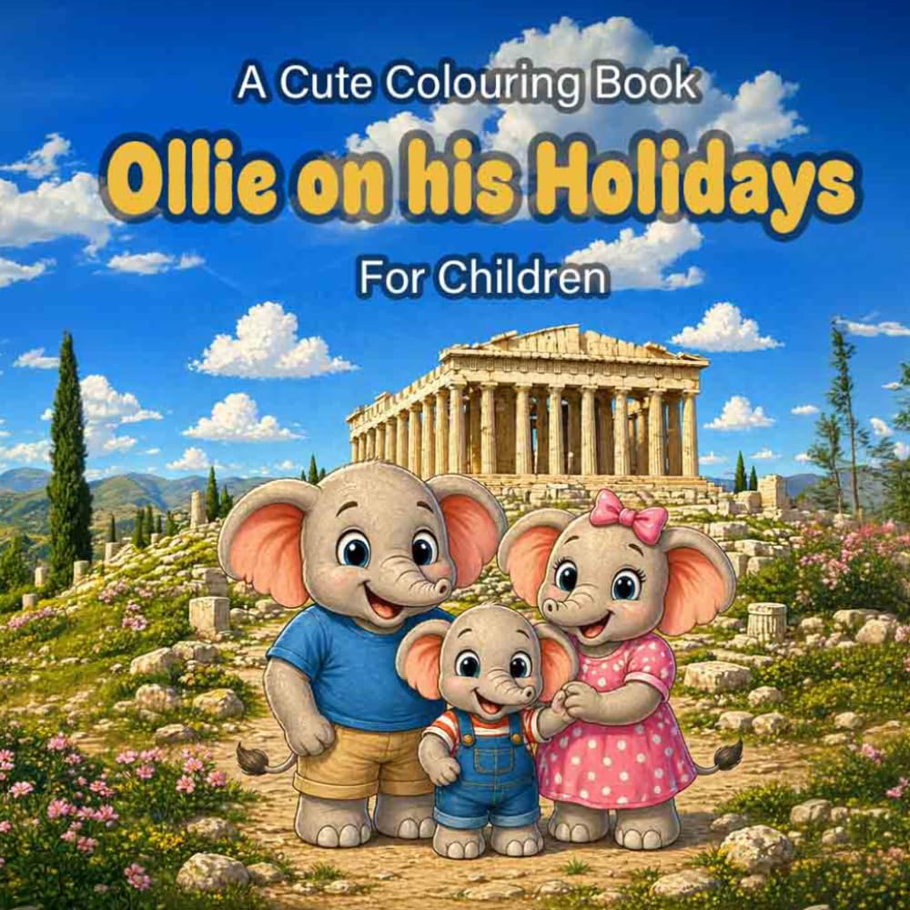 Ollie On His Holidays: A Cute Colouring Book For Children (Cute and Relaxing Colouring Books For Children and Adults)