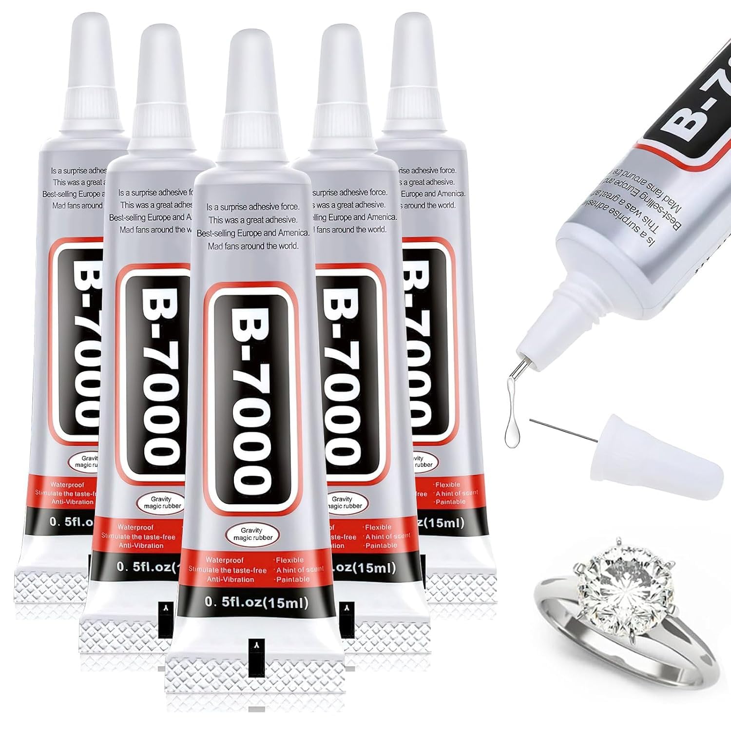 Sponsored Ad – B7000 Glue, 5 Pcs Multipurpose Super Adhesive Glue, Industrial Glue for Bonding DIY Crafts, Jewelry, Phone Screen, Repair Glass Metal (15 ml/0.5 oz)