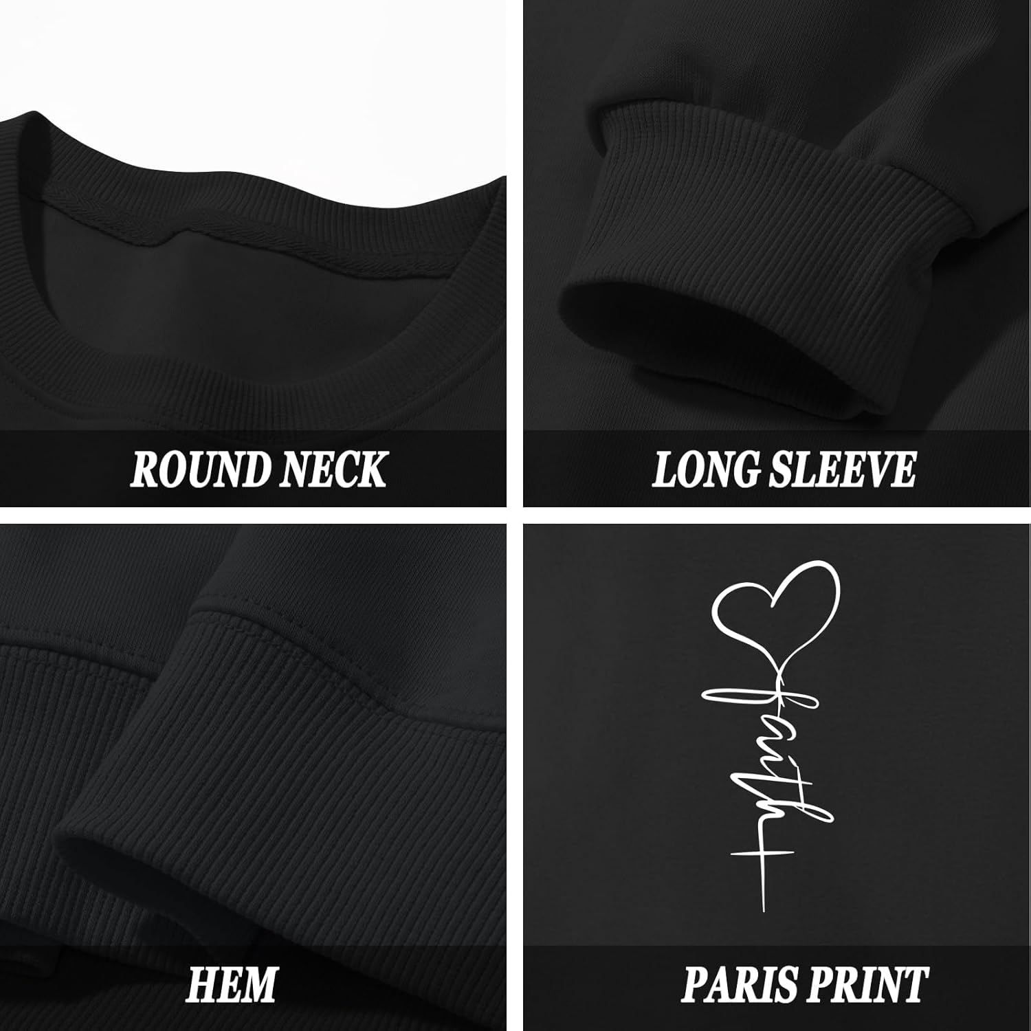 KIEKIECOO Faith Christian Sweatshirts for Women Religious Crewneck Sweatshirt Letter Print Fall Pullover Long Sleeve Tops - Image 6