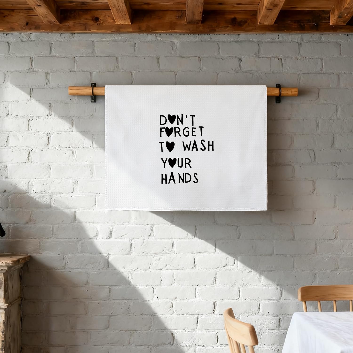 Funny Bathroom Hand Towels, Don't Forget to Wash Your Hands Decorative Hand Towels for Bathrooms Restroom, Minimalist Heart Modern Kitchen Dish Tea Towels, 16x24 Inch - Image 5