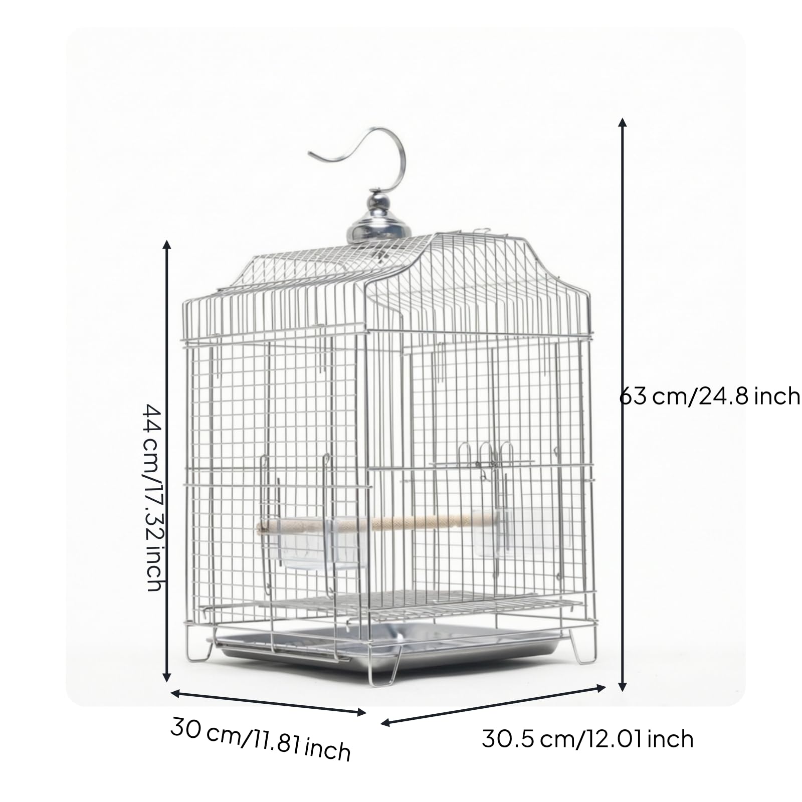 Edelstahl Vogelkäfig mit Sitzstange für, Style to 2