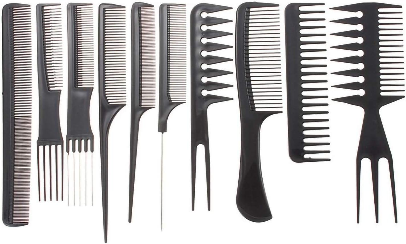 10Pcs Professional Salon Hairdressing Styling Tool Multifunction Pro Barbers Brush Combs Hair Cutting Comb Sets Kit Hair Massage for Women Men Kids