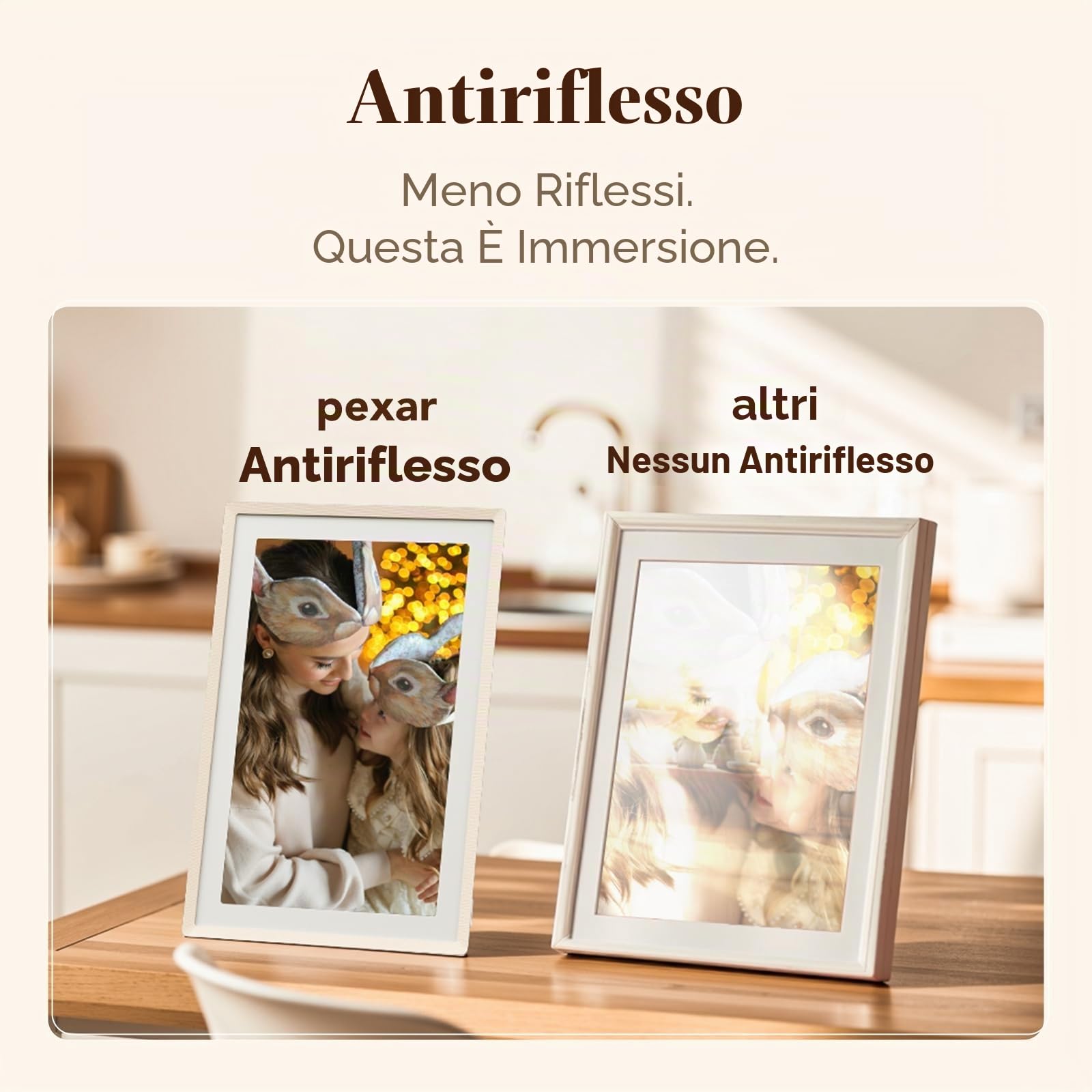 pexar by Lexar Cornice Digitale 2K, Touch Screen IPS Antiriflesso da 11 Pollici, Cornice Digitale Wi-Fi da 32 GB per Casa, Regali, Condivisione di Foto/Video Tramite l'APP Frameo