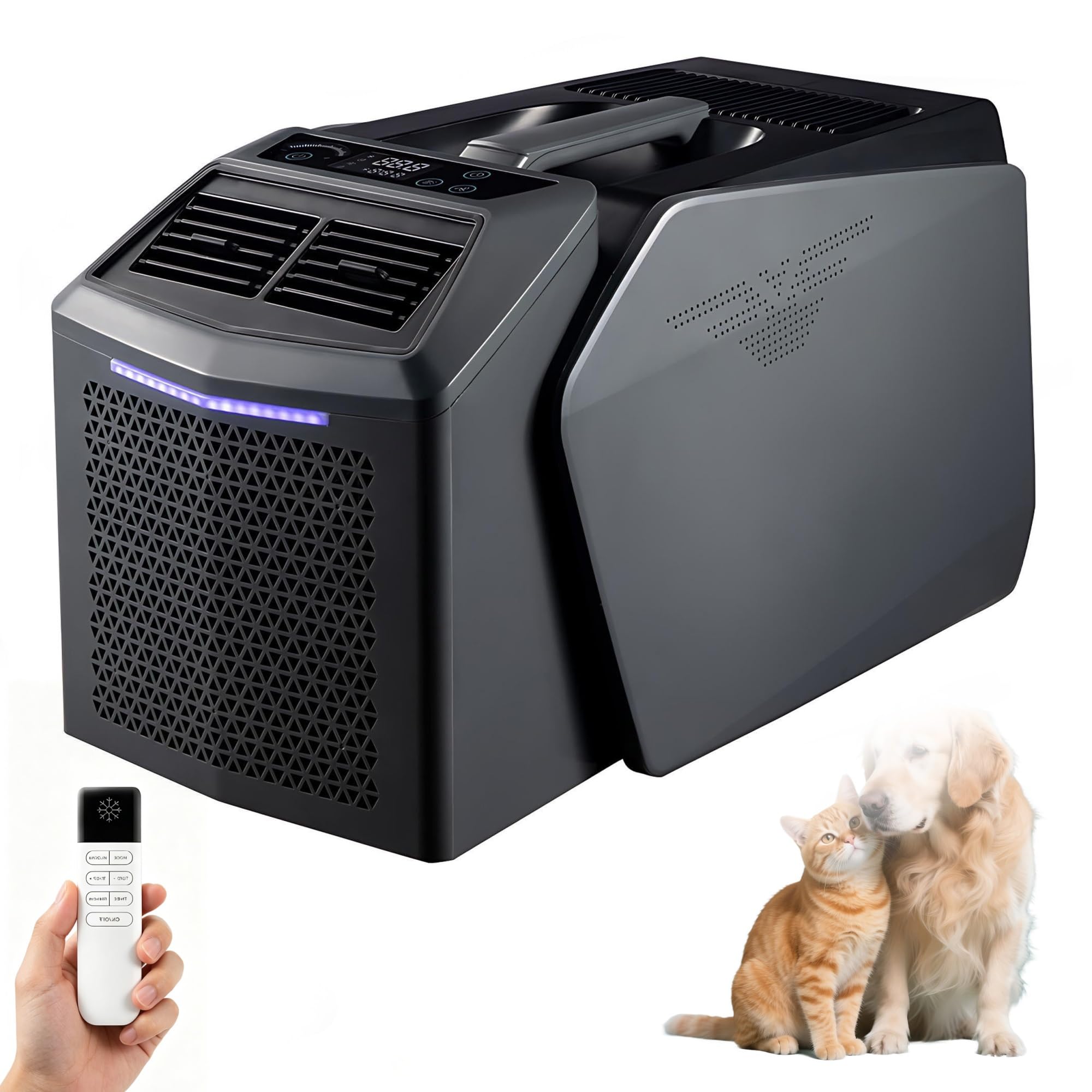 Senodon One Color 4-In-1 Small Ac Unit For Camping, Portable Rv Air Conditioner, 6200 Btu 550W, 48V Dc/110V/220V Ac Source, Compact Windowless Cooling Device Ultra Quiet With Timer, For Tent Van Truck(110V-220V)