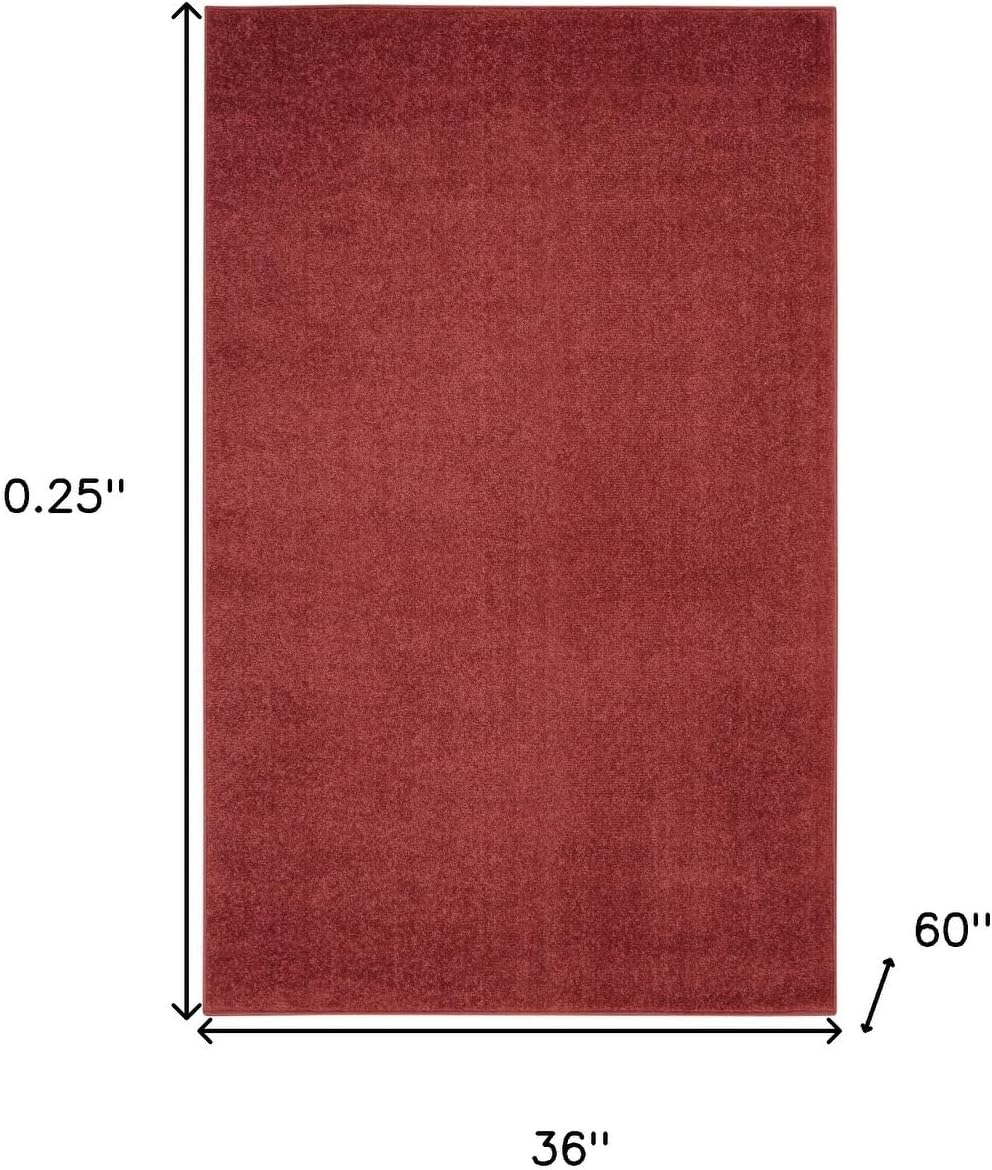 HomeRoots 479803 3 x 5 ft. Brick Red Non Skid Indoor & Outdoor Area Rug