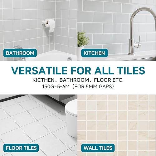 Miniatura 5 de CARPOLY Kit de Reparación de Lechada para Azulejos, Llenador de Lechada Blanca para Baño, Cocina, Línea de Juntas de Azulejos Restauradas y