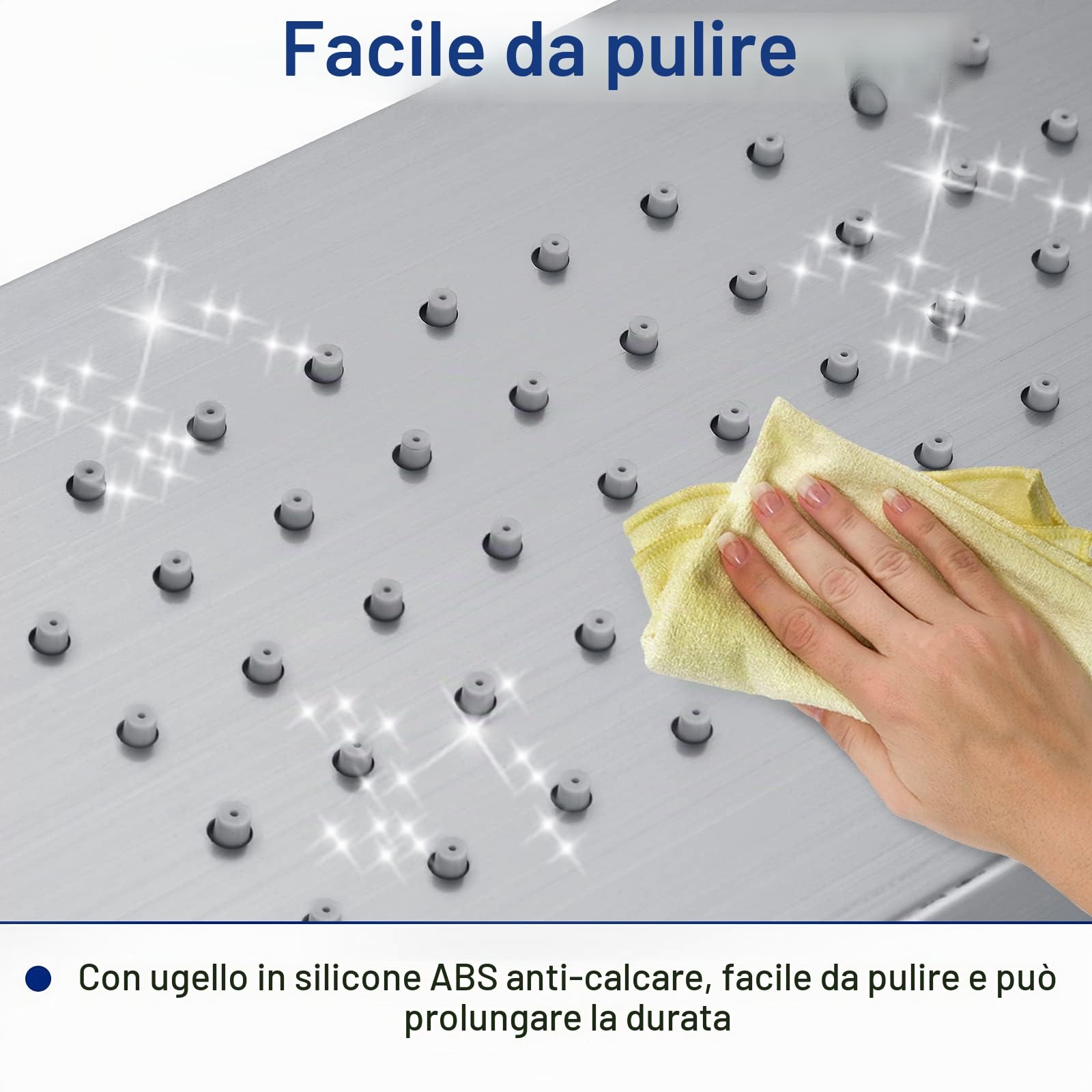Froadp Sistema Doccia a Pioggia Pannello in Acciaio Inox Spazzolato Montaggio a Parete set Doccia con Doccia Idromassaggio Cascata e set Doccia Doccetta Lusso per Bagno (D'argento)