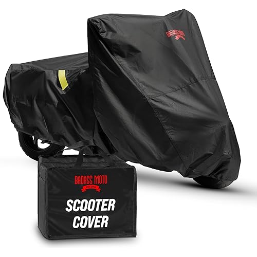 Badass Moto Ultimate Scooter Cover for Vespa Cover, Moped Cover Waterproof Outdoor Fits Honda Ruckus Scooter Cover Fits Honda Super Cub, Heavy Duty Motorcycle Cover Fits Yamaha Zuma 125 Cover