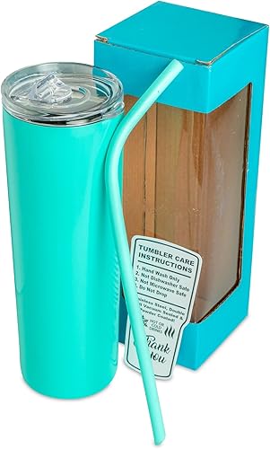 Miniatura 2 de Engrave My Memories Light Teal Tumbler, 20 OZ Skinny Powder Coated Thermal, Stainless Steel Personalized Vacuum Insulated Travel Tumbler