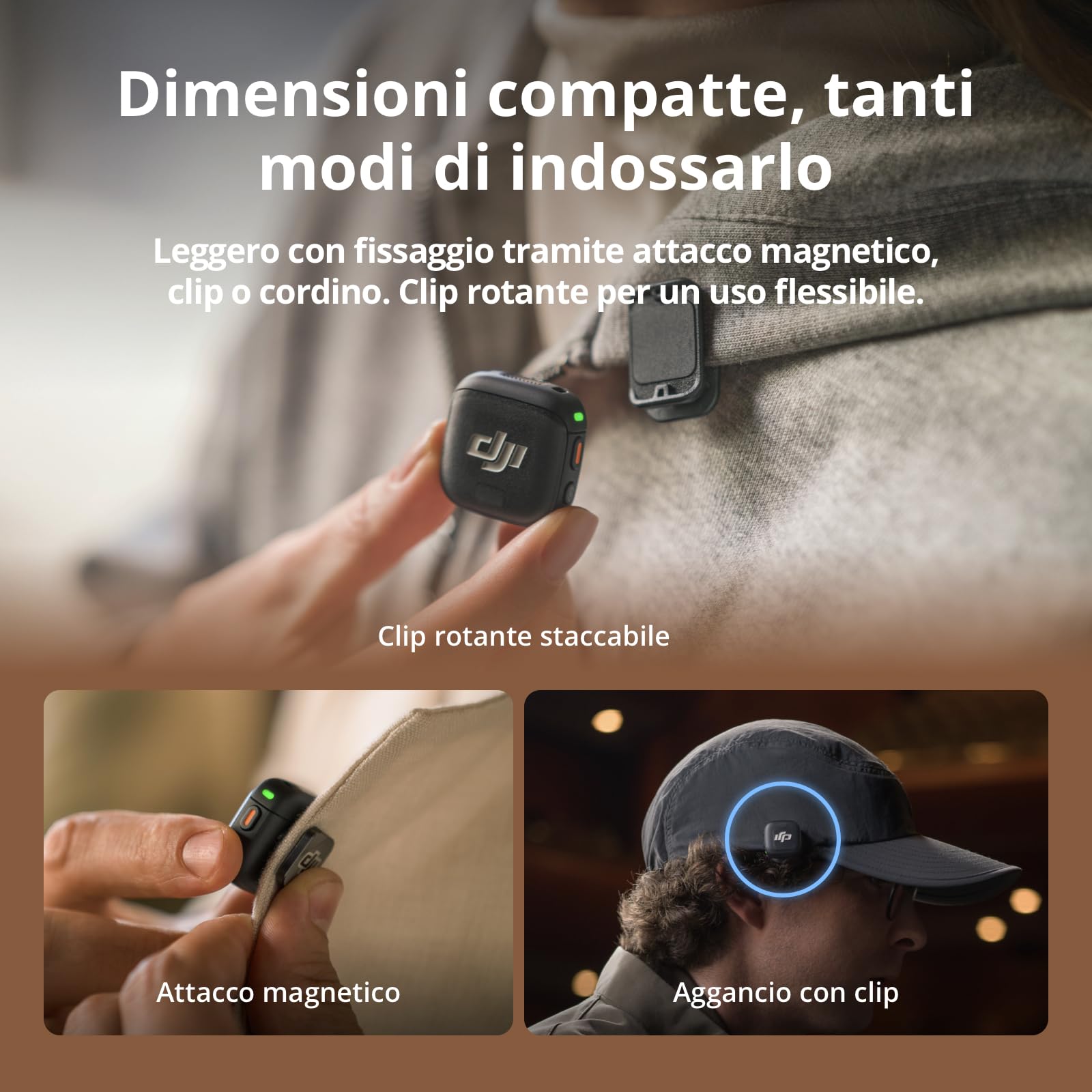 DJI Mic 3 wireless microfono per iPhone fotocamera Android 28 ore vlog