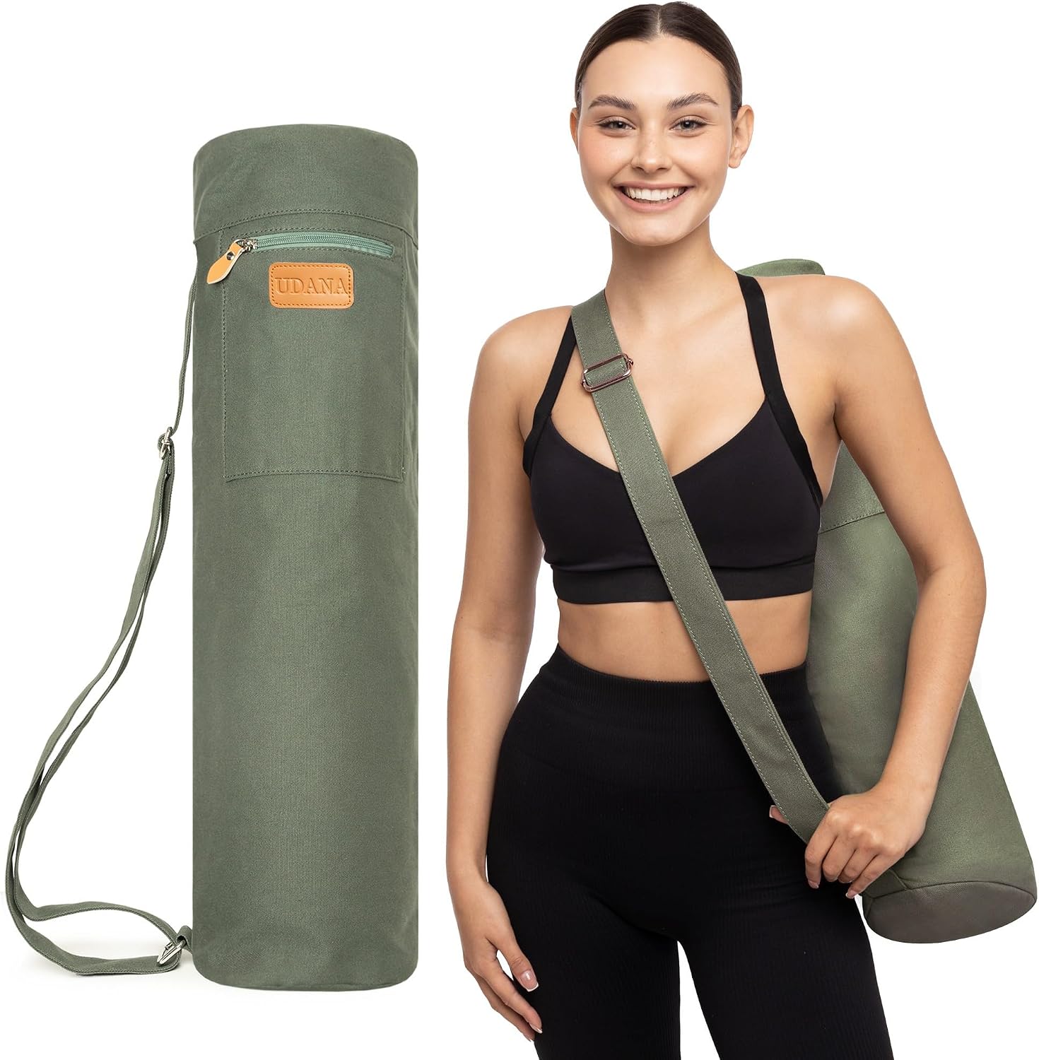 UDANA Canvas Yoga Mat Bag for Women & Men, Full-Zip Carrier with 3 Pockets & Adjustable Strap, Stylish Gym & Pilates Bag – Available in Multiple Sizes