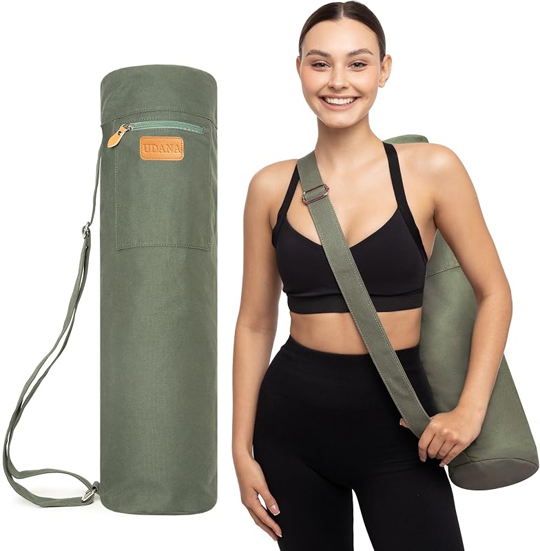Canvas Yoga Mat Bag for Women & Men, Full-Zip Carrier with 3 Pockets & Adjustable Strap, Stylish Gym & Pilates Bag – Available in Multiple Sizes