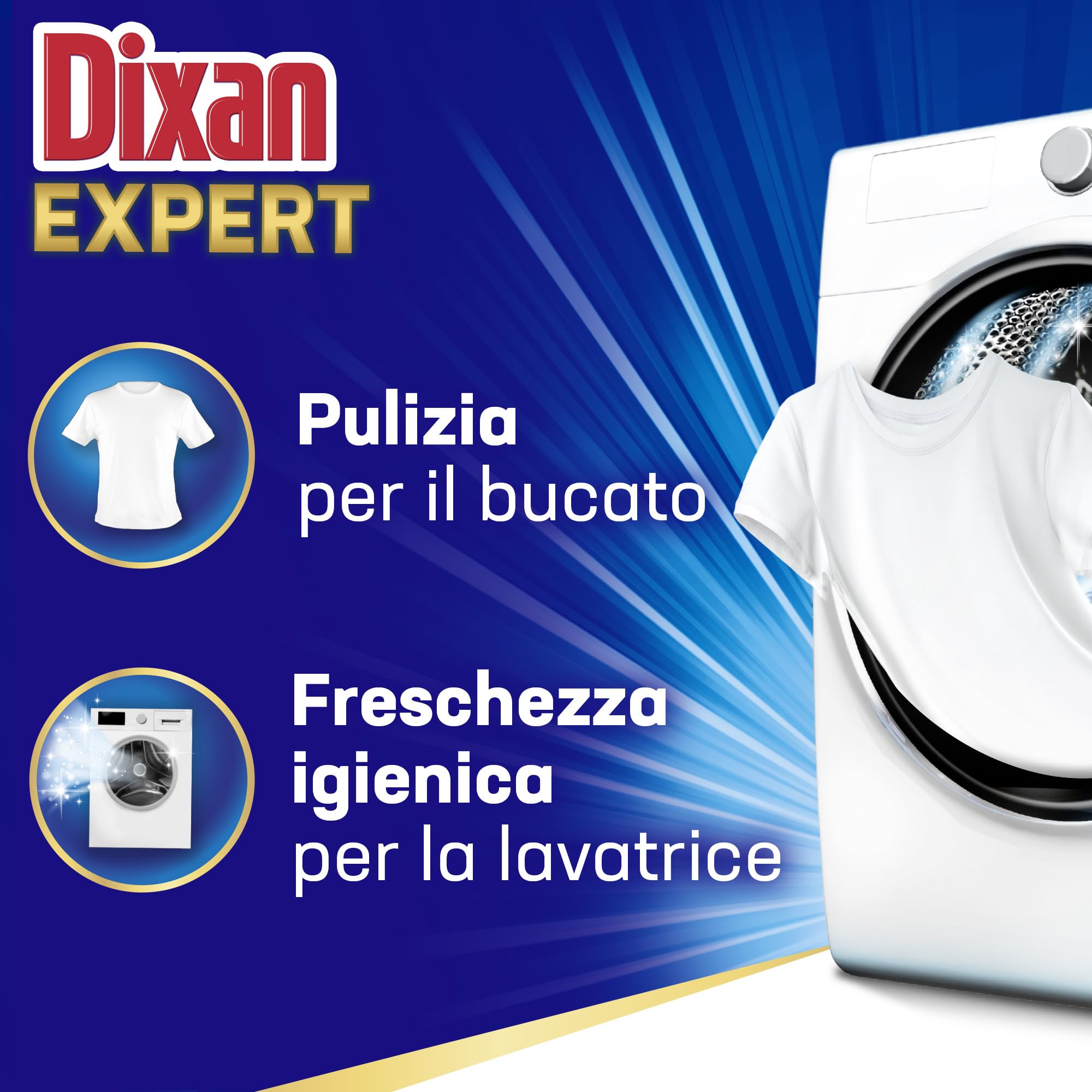 Dixan Liquido Expert Smacchiante Detersivo Lavatrice, 6 confezioni da 17 Lavaggi, Detersivo liquido per una pulizia profonda del bucato e freschezza igienica per lavatrice, Rimuove le macchie da 20°C