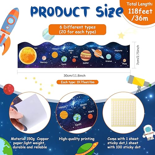 Vista 47 de Containlol Bordes de aula para tablón de anuncios, 118 pies, temática de animales de safari con ribete festoneado, tablero de anuncios colorido