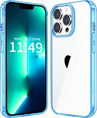 JJGoo Compatible con iPhone 13 Pro Funda transparente, transparente a prueba de golpes, delgada, antiarañazos, carcasa protectora trasera de