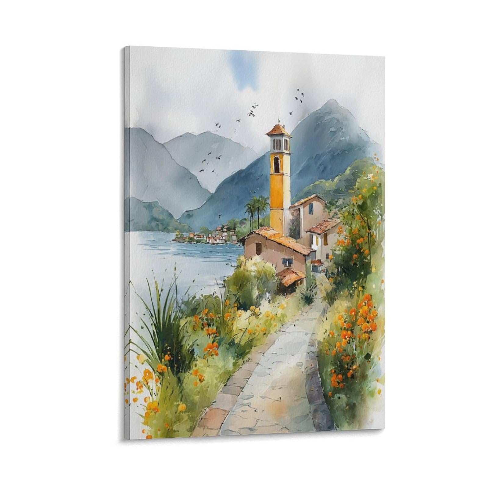 Lcynnh Frame-Style Nicaragua Watercolor Painting_ Vintage Travel Poster 24X36inch(60X90cm) Vintage Watercolor Canvas Art