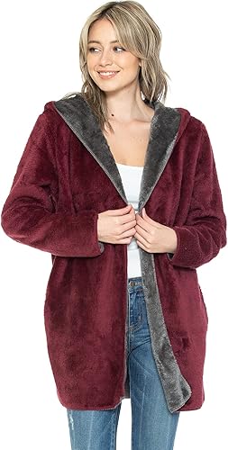 Miniatura 5 de Safus Manta con capucha en forro polar grueso con bolsillo, color burdeos, tamaño pequeñomediano, para mujeres y hombres, cálida y acogedora