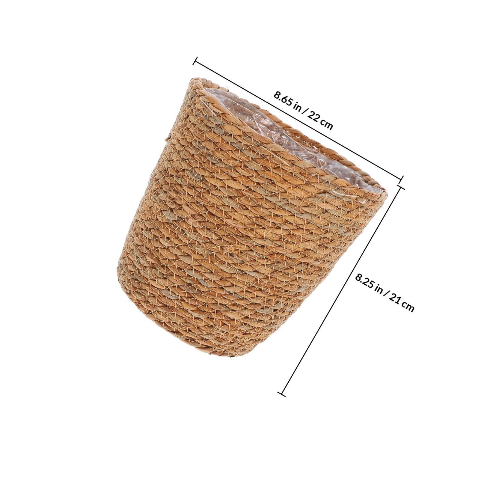 2 Stück Seegras Pflanzgefäße Braun Gewebter Blumentopf mit Pe Inneneinsatz Dekorative Pflanzkörbe für Wohnzimmer und Küche Handgefertigter Rattan Hängekorb als Aufbewahrung