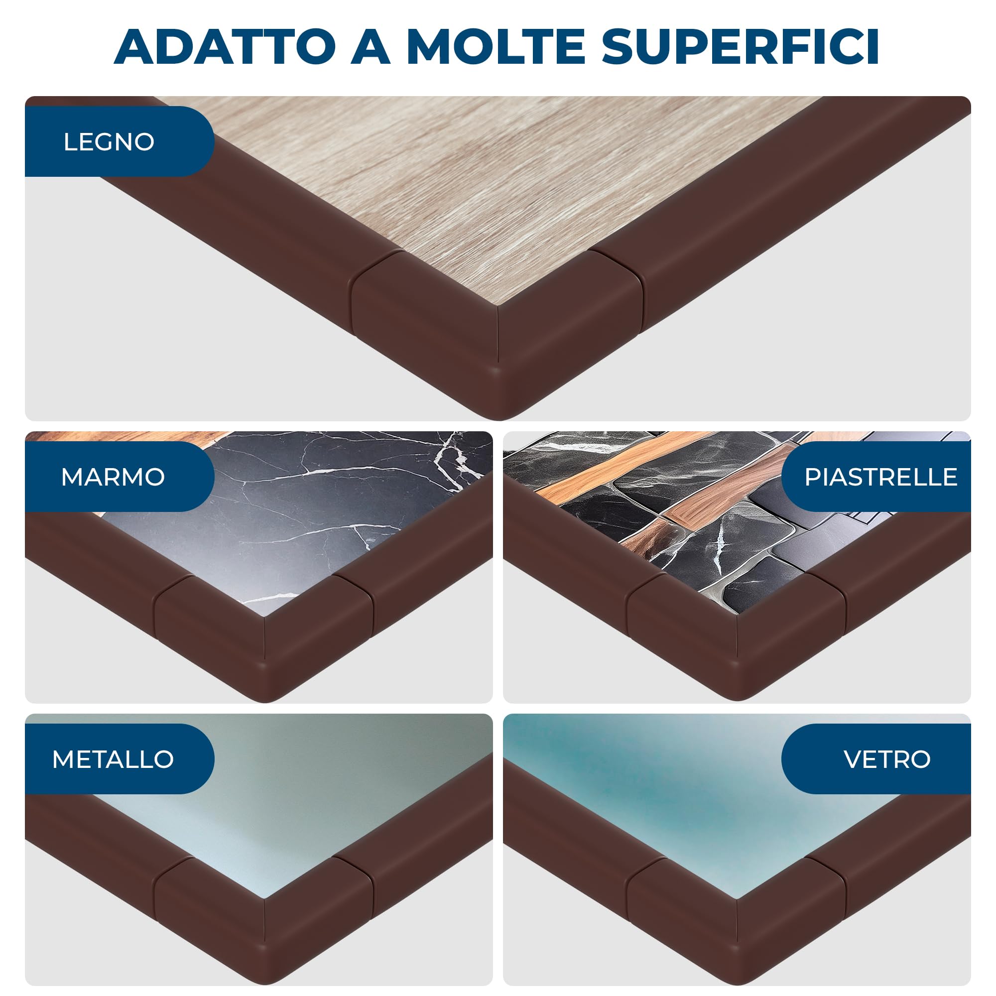 Hoffenbach Paraspigoli per Bambini, 6,2 m + 12 Angolari, Paracolpi Lettino Neonato e Mobili, Para Spigoli Bimbi in Gomma, Marrone Cioccolato - 5