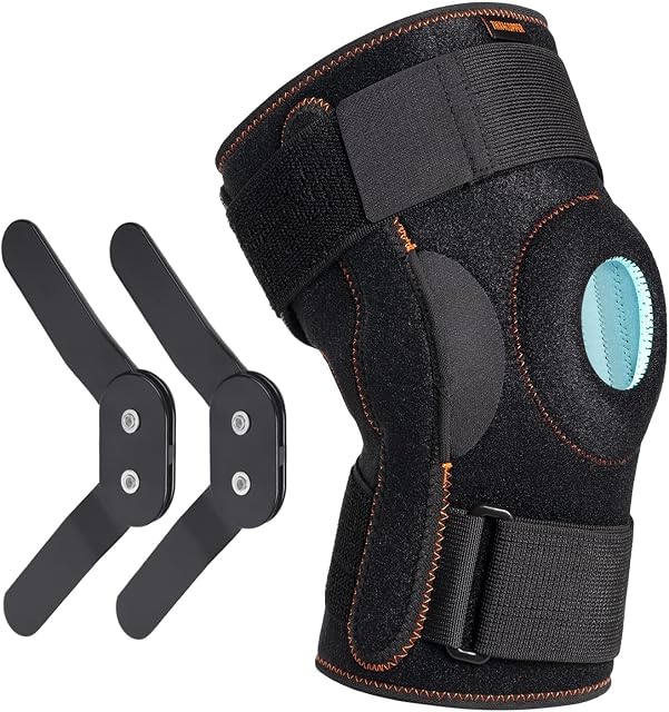 Thx4COPPER Hinged Knee Brace-Adjustable Open Patella with Parallel Straps & Dual Side Stabilizers-Compression Support for Knee Pain Relief & Recovery-MCL, ACL, LCL,Tendonitis, Ligament for Men & Women