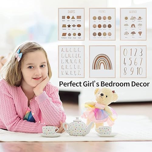 Miniatura 2 de LIYAOLI Póster del alfabeto Abc para niños pequeños, impresión artística de pared bohemia de 8 x 10 pulgadas, juego de 6 pósteres de arcoíris sin