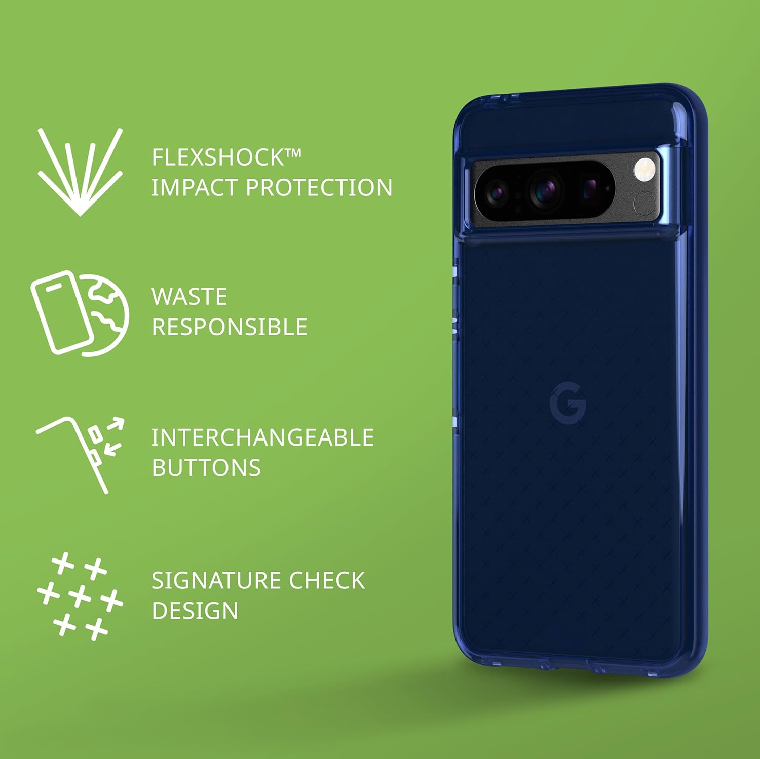 Tech21 Evo Check for Google Pixel 8 Pro - Impact Protection Case - Midnight Blue