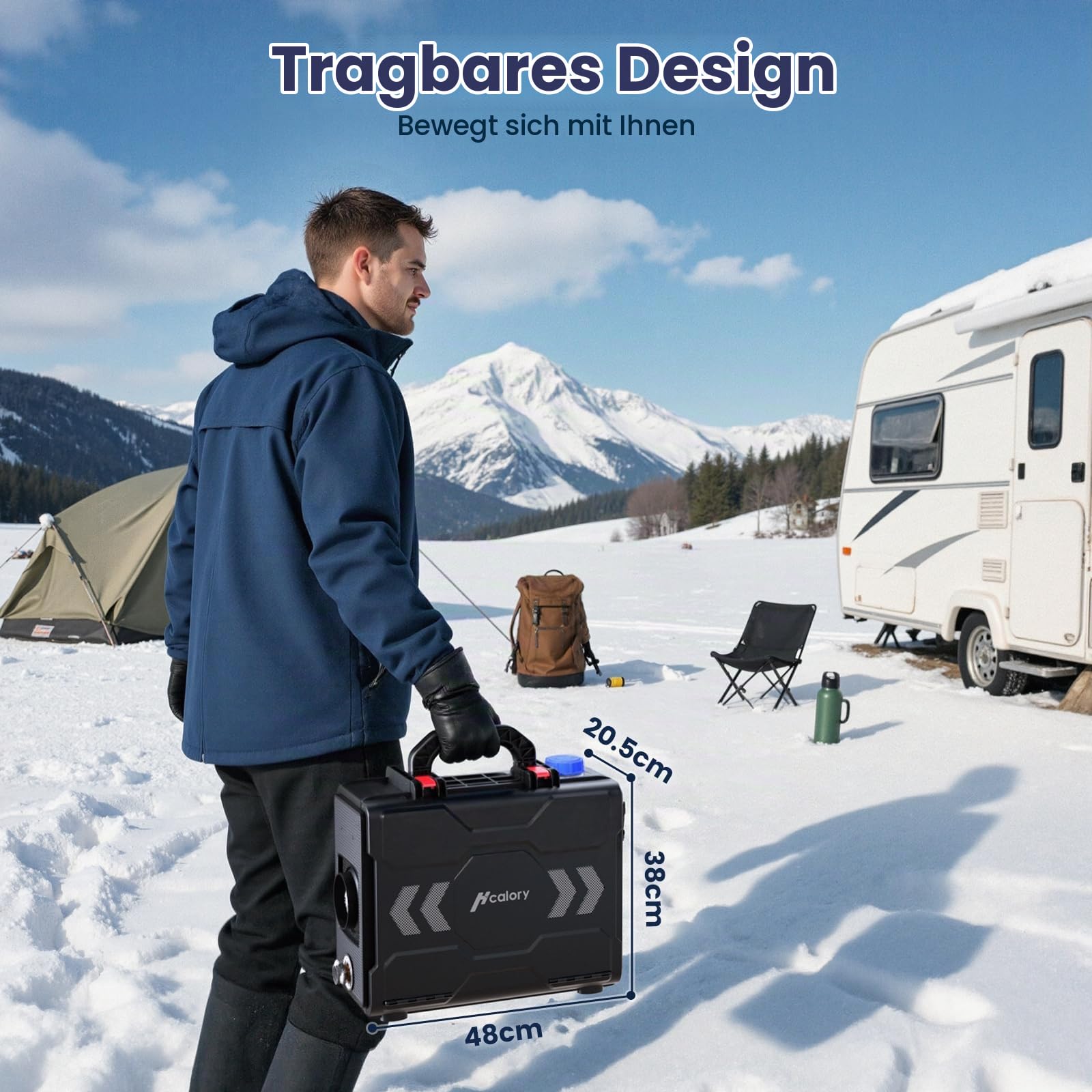 HCALORY AeroHeat 8kW Diesel Standheizung Tragbare Luftheizung 12V 24V 230V | Upgrade Toolbox Dieselheizung mit Bluetooth App & Netzteil Adapter, Heizung für Auto, LKW, Wohnmobil, Camping