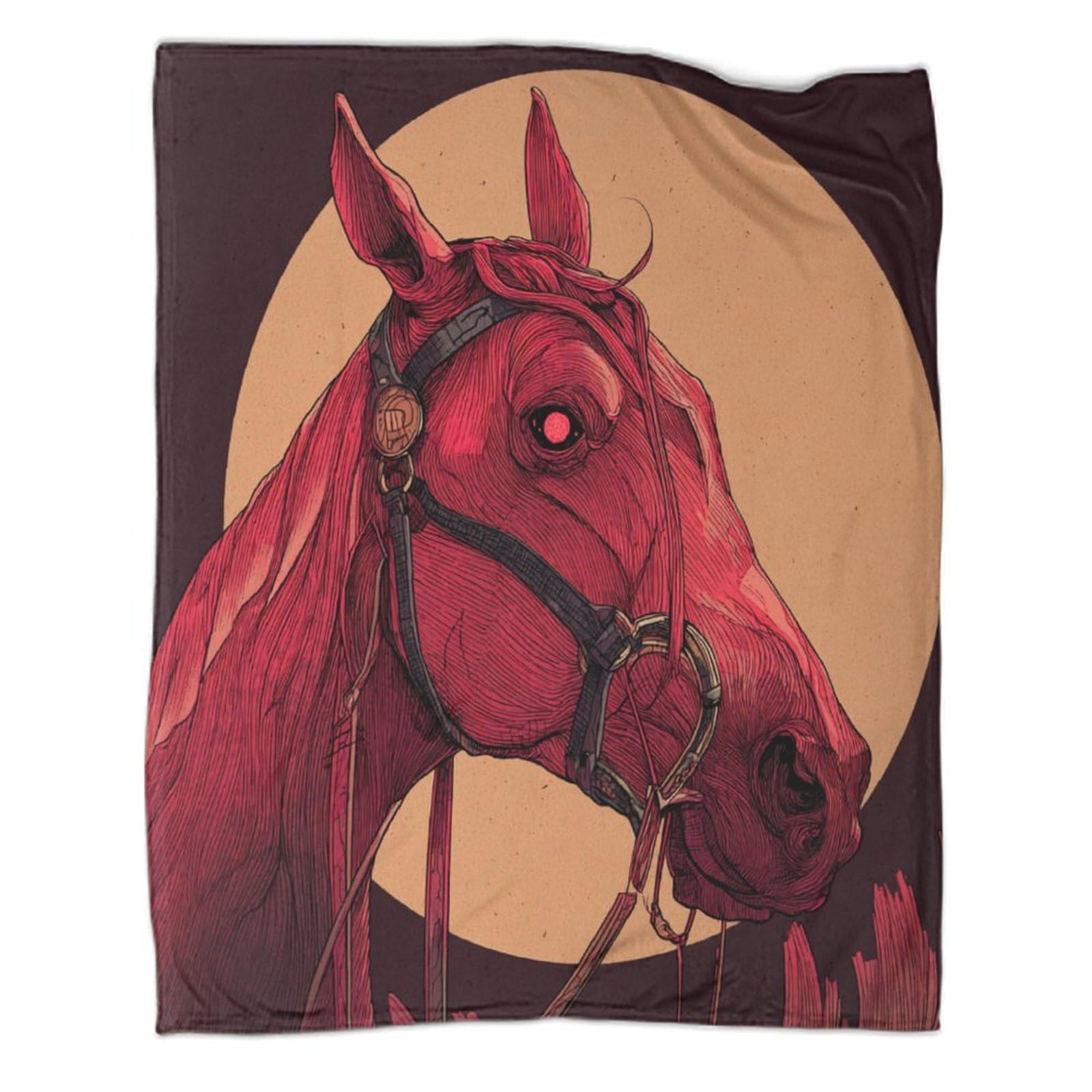 Couverture flanelle courses hippiques avec finitions soignées et toucher doux