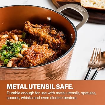 GOTHAM STEEL HAMMERED 15 Pc Titanium Ceramic Cookware Set, Copper