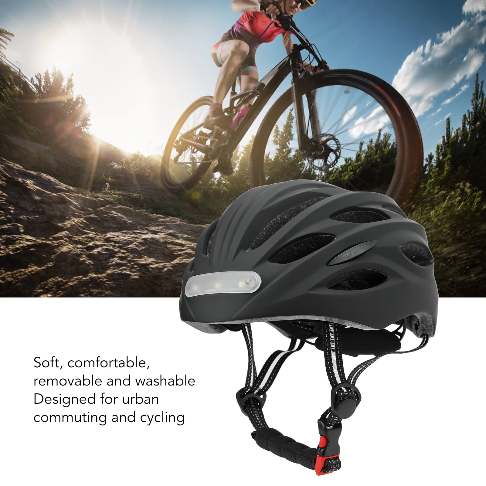 Casco de Bicicleta con Luz de Seguridad LED, Luces LED Delanteras y Traseras, Casco de Ciclismo Ajustable, Casco de Ciclismo Transpirable para Adultos para Ciclismo Urbano,