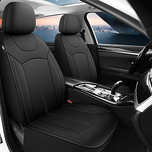 Miniatura 2 de Juego de fundas de cuero premium para asientos delanteros de coche, fundas impermeables y resistentes a las manchas para automóviles, fundas
