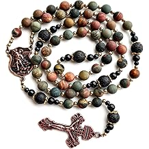 8mm Picasso Stone Rosary Beads | Catholic Rosary for Men and women, Vintage style,Earth tones,handmade