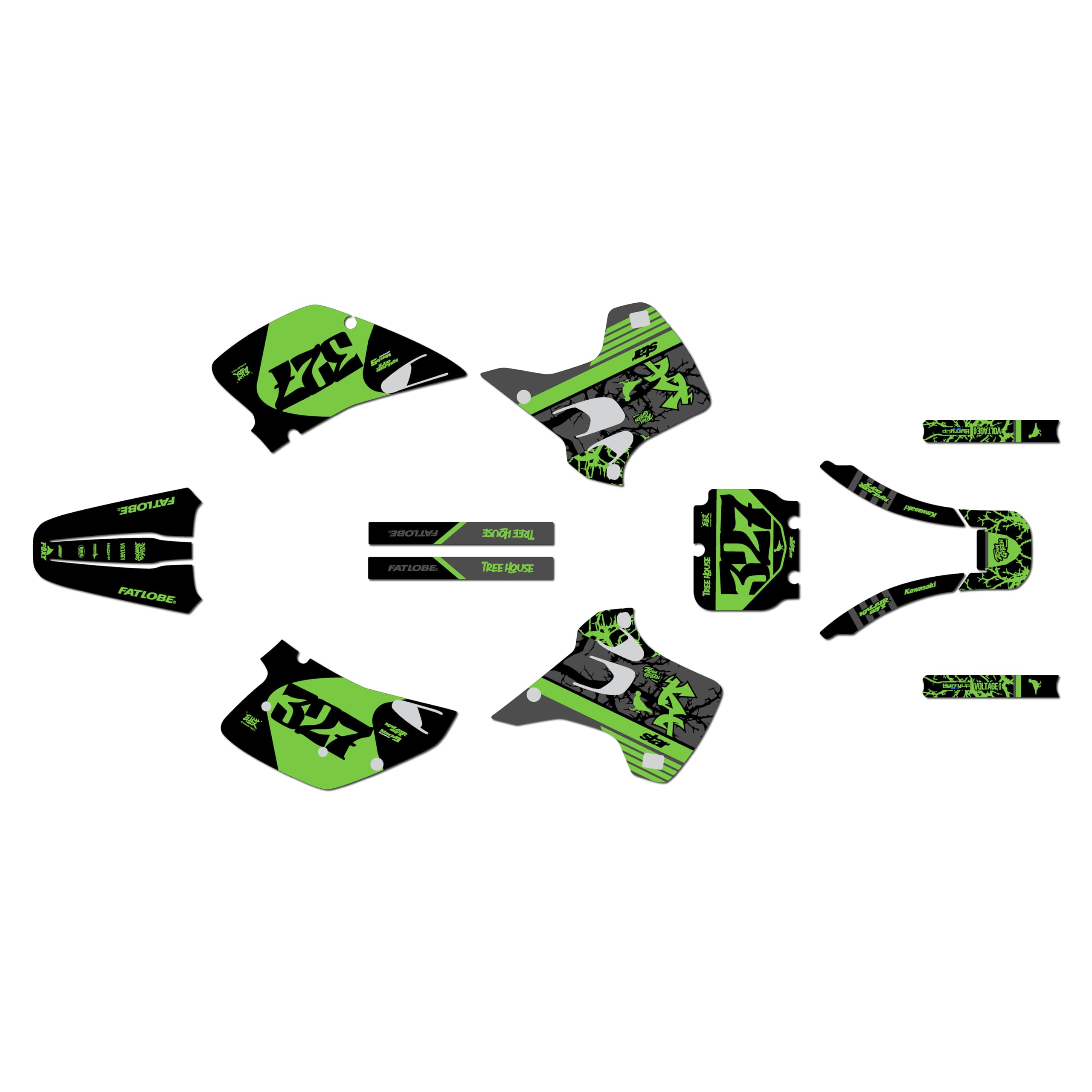 Graphics Kit for Kawasaki KX 250 (1992-1993) RAIL Series Green-shift 09 Mil - Dirt bike C…