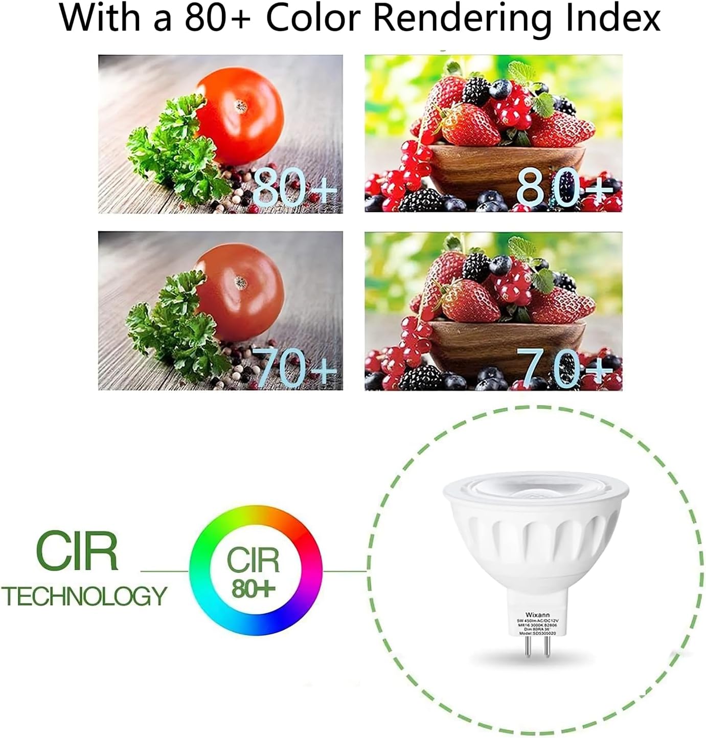MR16 LED Bulb, 50W Halogen Equivalent, 5W 12V 3000K Soft Warm White, 450Lm GU5.3 Bi-Pin Base, 12V Spotlight Bulb, 40 Degree Spot Lighting For Indoor/Outdoor Landscape Track Bulbs-Not Dimmable (6 Pack)