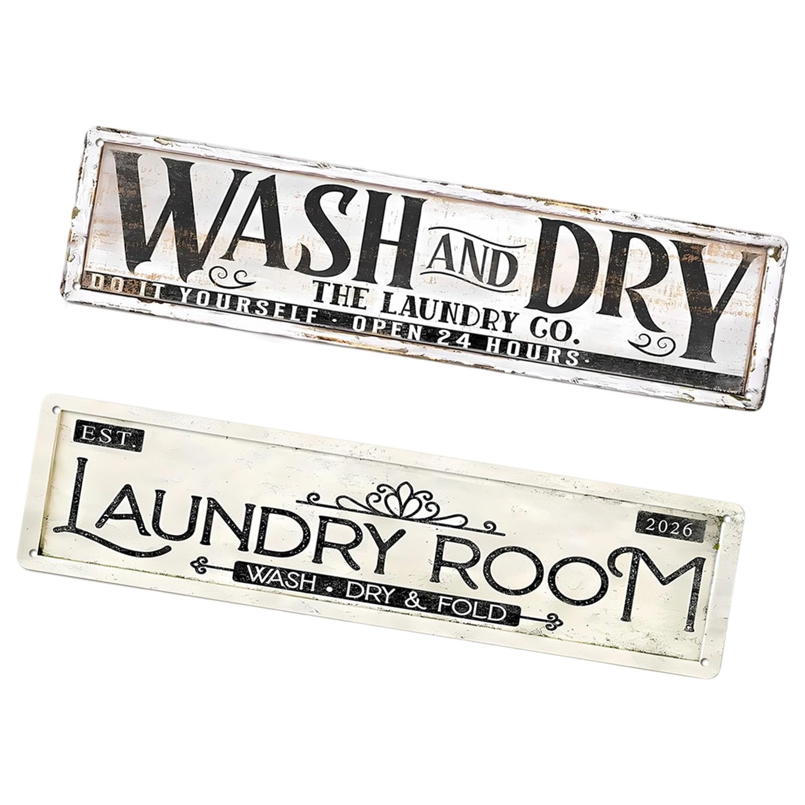 Qusinfc Antique Look Metal Wall Decors Bucolic Tin Plaques with Distressed Finish Perfect for Bathroom Balcony Porch Decoration Antique Look Metal Plate