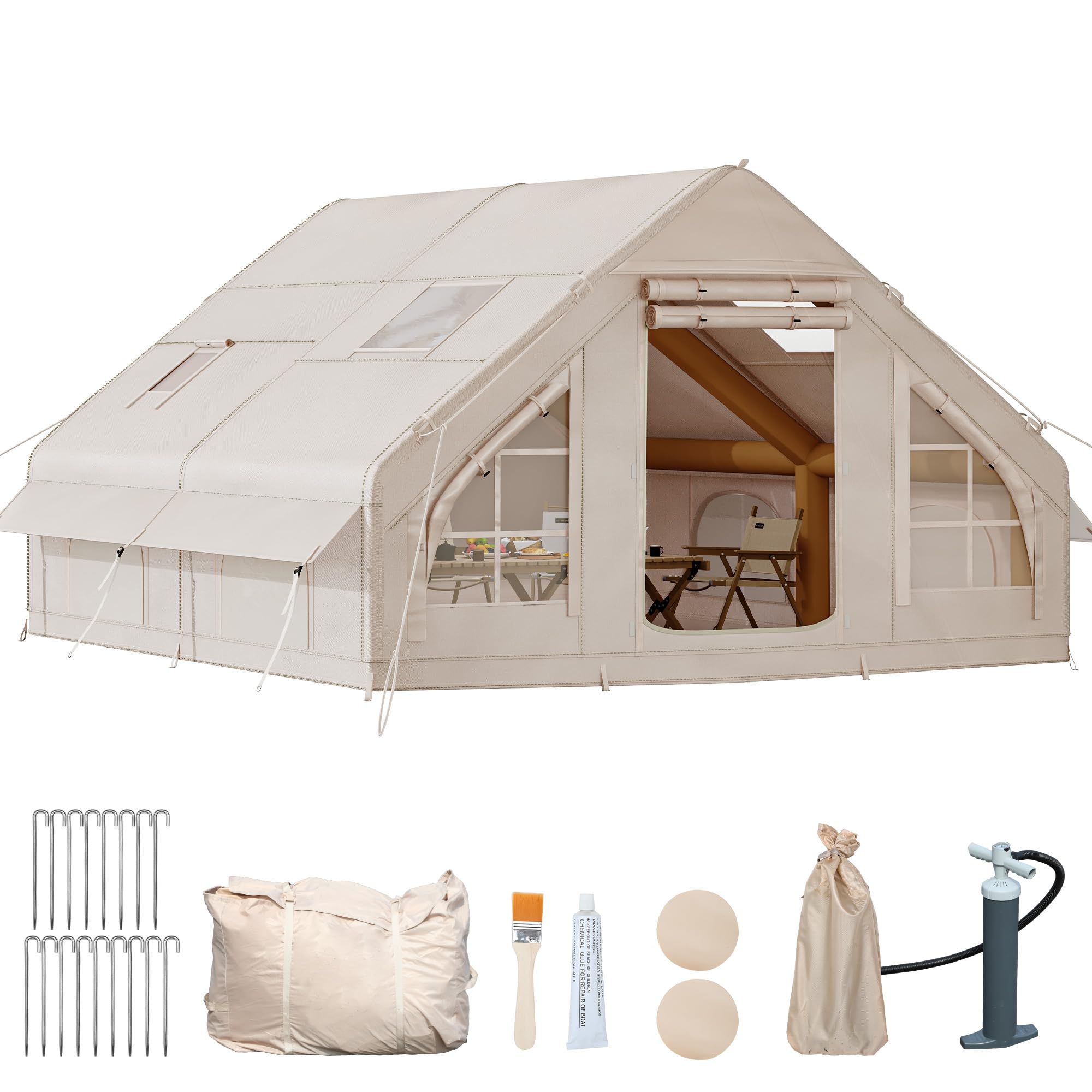 YITAHOME Inflatable Camping Tent for 4/6/8 People, Extra Large Inflatable House Tents with Pump, Easy Setup Waterproof Blow Up Tent with Explosion Proof Valve for Camping Hiking Backpacking
