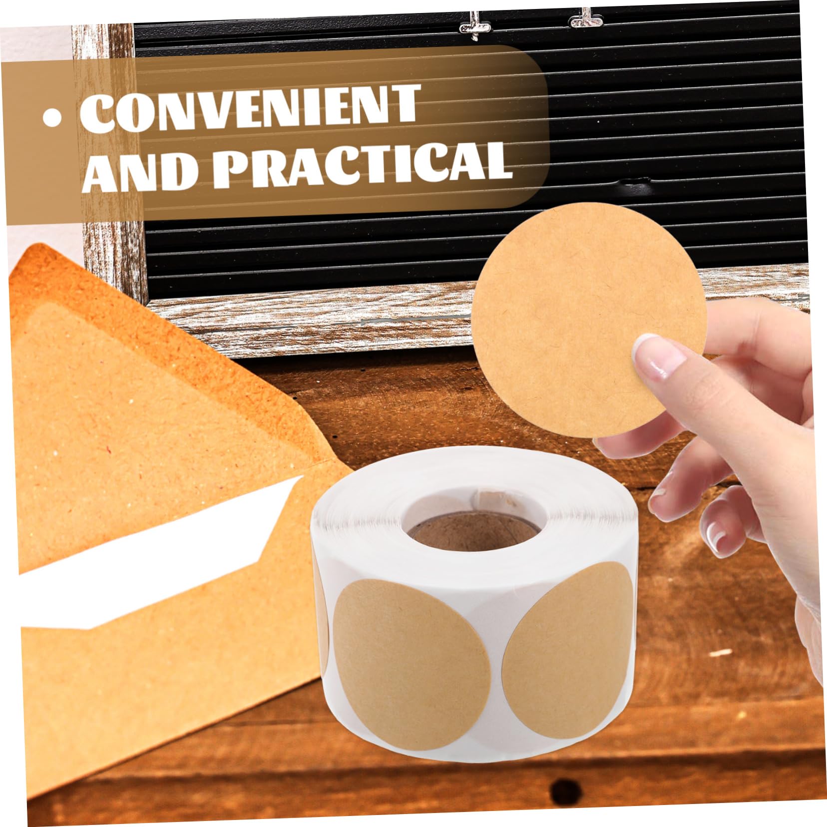 Angoily 5 Rollen Runde Selbstklebende aus Kraftpapier Blanko Geschenkaufkleber für Namensschilder Klassifizierung und Gruppenaktivitäten Große Etikettenrolle