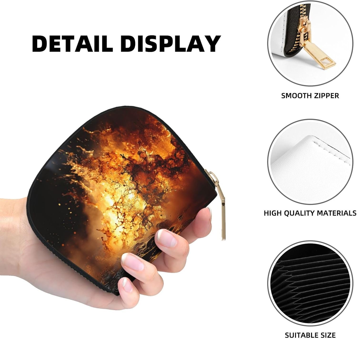 volcano print Wallet Credit Cards Holder Business Card Case for Men Women Compact Size for Adults