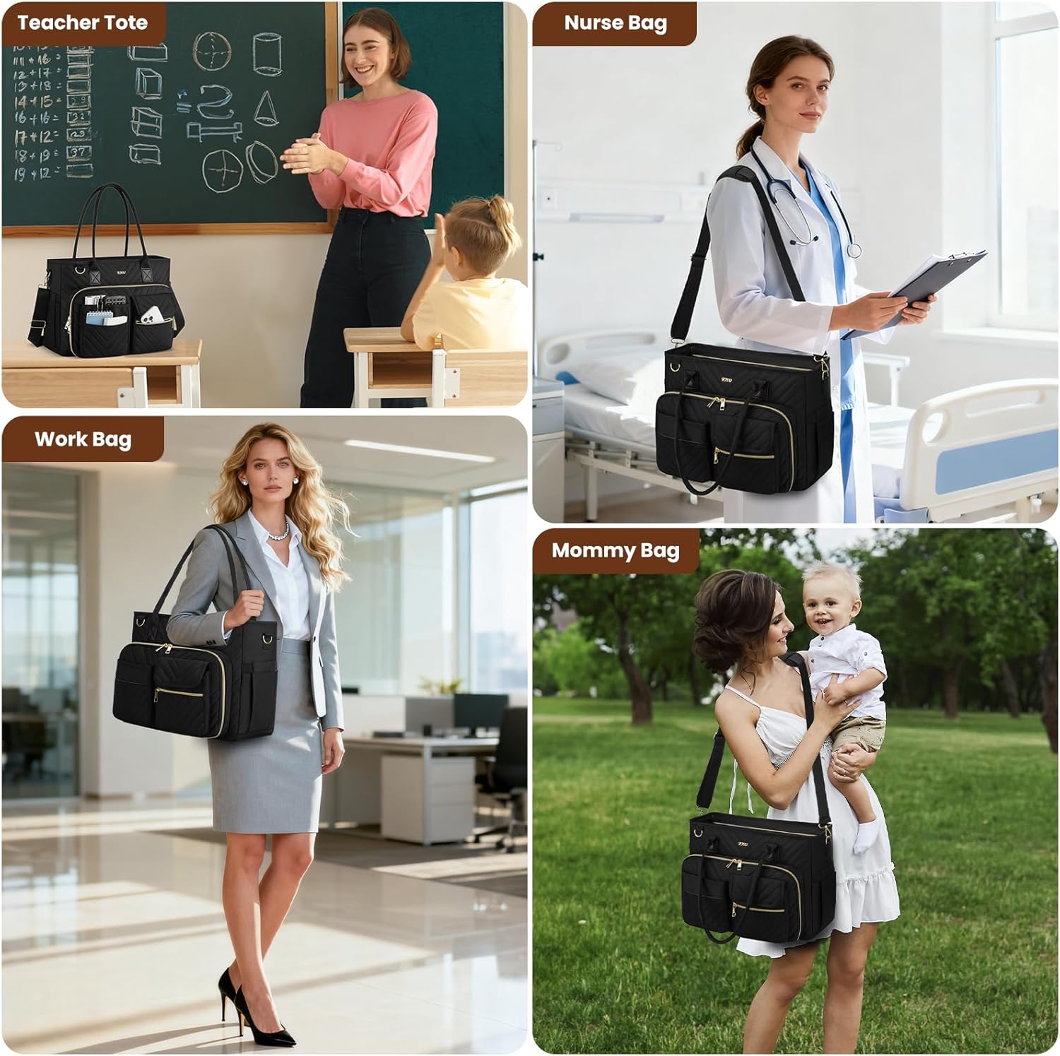 Teacher Tote Bag for Women,Work Bag with Laptop Compartment and Shoulder Strap,Computer Handbag for Nurse,College Gift - Image 2