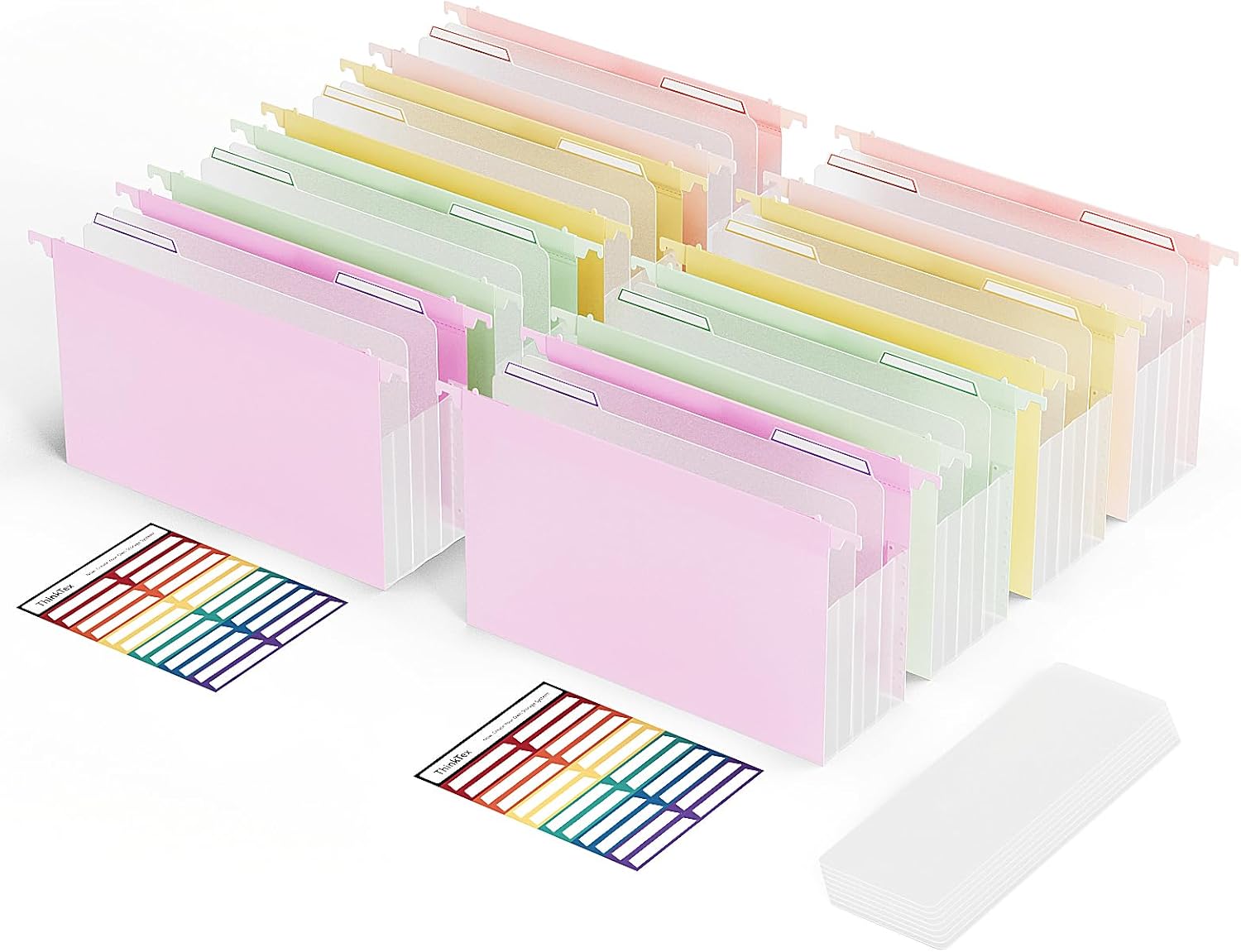 ThinkTex Plastic Expanding Hanging File Folders,Reinforced 4.72" Hanging Accordian Folder,Large Capacity one Pocket, Removable Labels,Insertable Tabs, Legal Size for Filing Cabinet -8 Pack