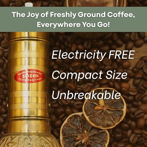 Miniatura 6 de Molinillo de café de latón manual hecho a mano de 7.6 "Sozen, molinillo de café de rebabas cónicas de acero inoxidable portátil, molinillo de café