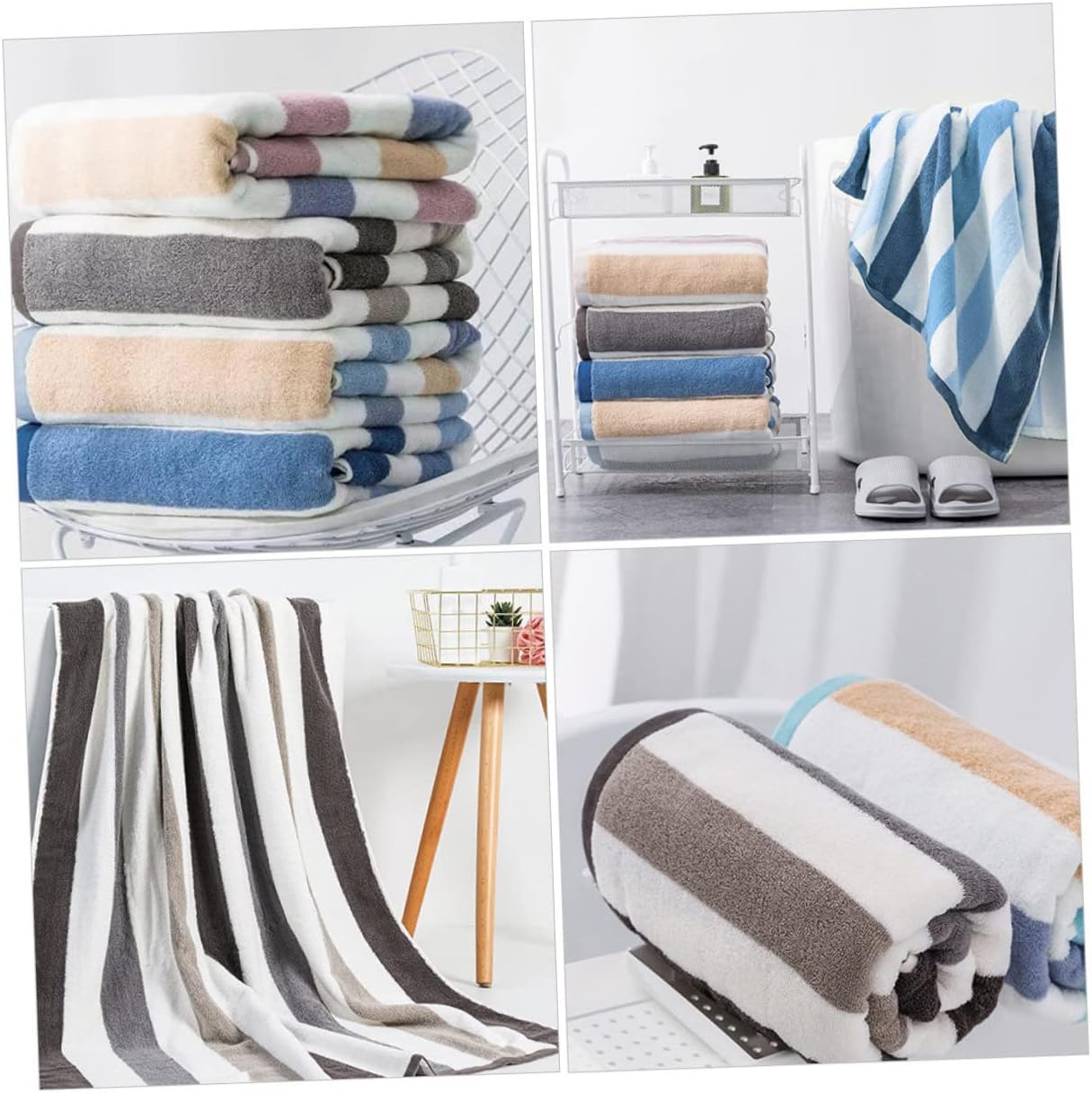 Amosfun Thickened Cotton Bath Towel for Winter Oversized Shower Towel for Men and Women Highly Absorbent and Soft Bathroom Essential Grey