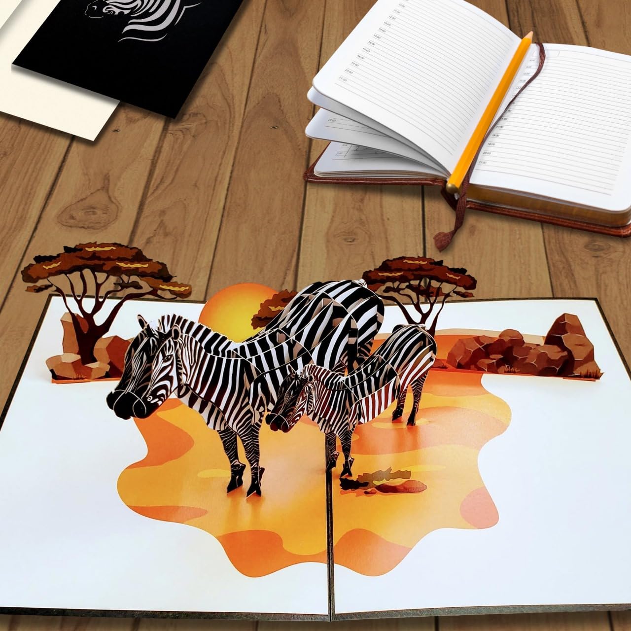 iGifts And Cards Awesome Zebras 3D - Tarjeta de felicitación desplegable para cumpleaños, amistad, agradecimiento, celebración, felicitaciones, todas las ocasiones, Miss You