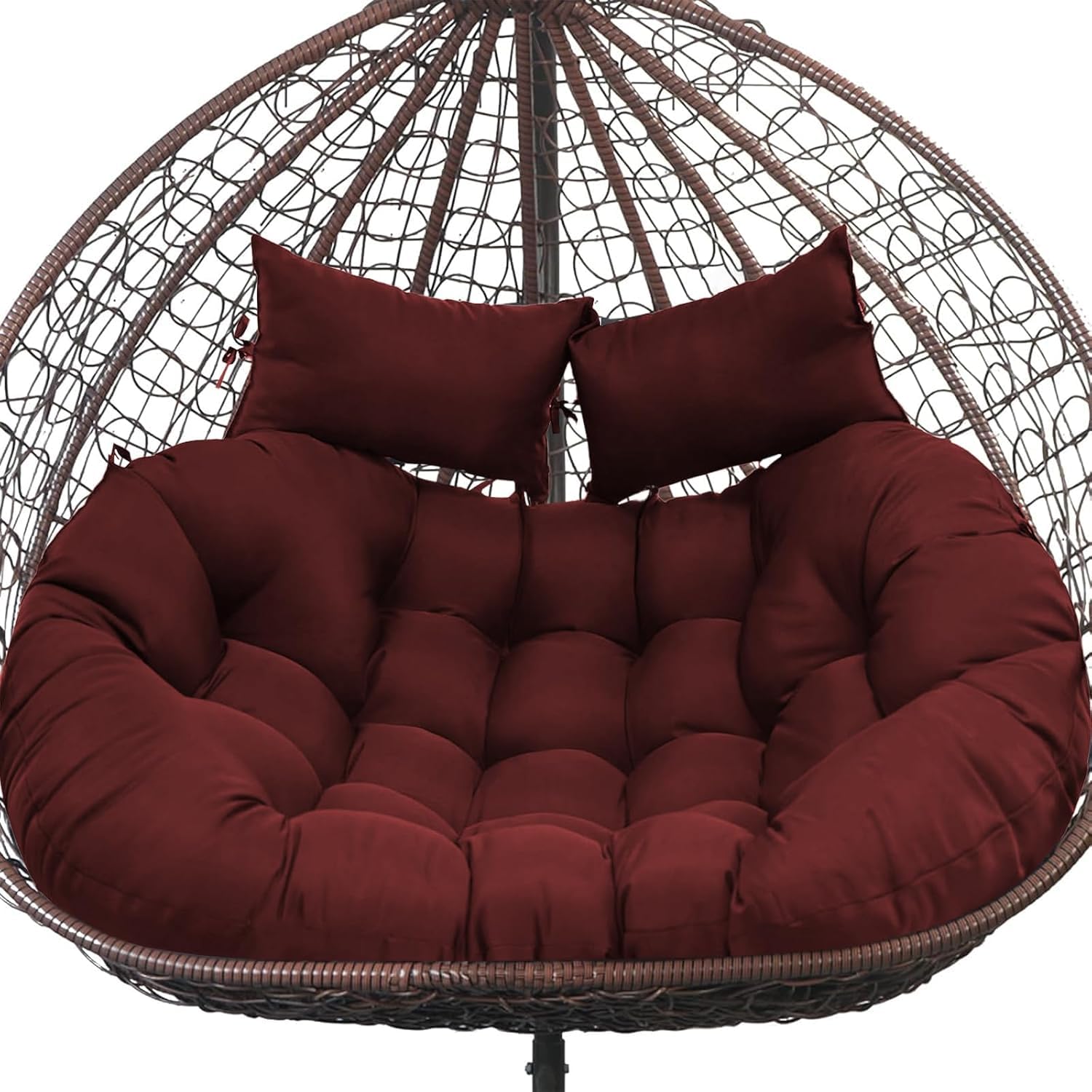 joomie Double Hanging Egg Chair Cushion Replacement Waterproof for Outdoor Patio Basket Egg Chairs, 150x110 cm–2 Seater Premium Thickened 100% Cotton Large Double Eggs Swing Chair Cushions, Red