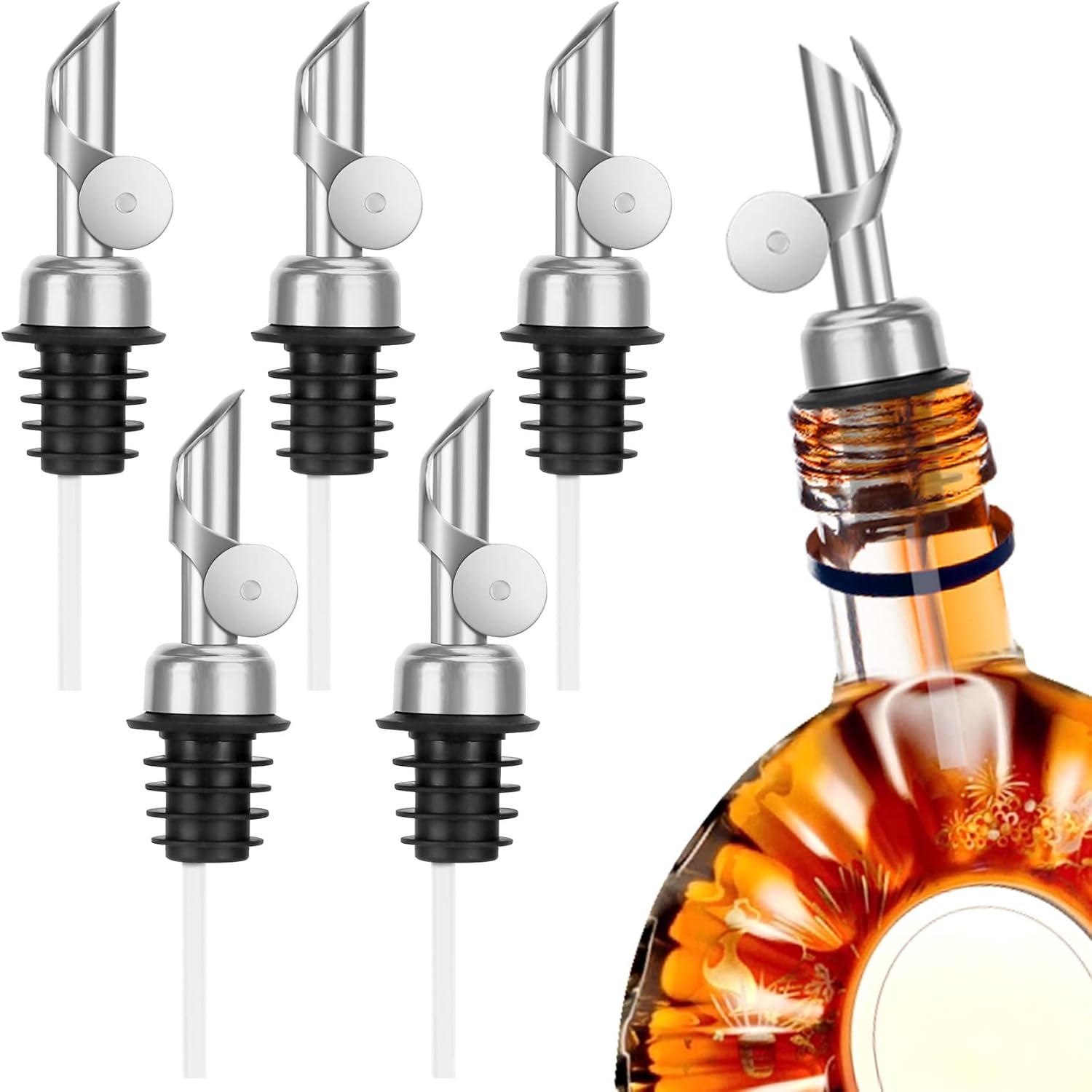 Luismia 6 PCS Liquor Bottle Pourers, Weighted Stainless